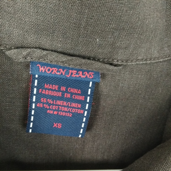 Worn Jeans Linen Blend Jacket Brown Size XS - Picture 6 of 9